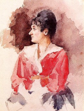 María Cassatt Painting - Perfil de una mujer italiana madre de hijos Mary Cassatt